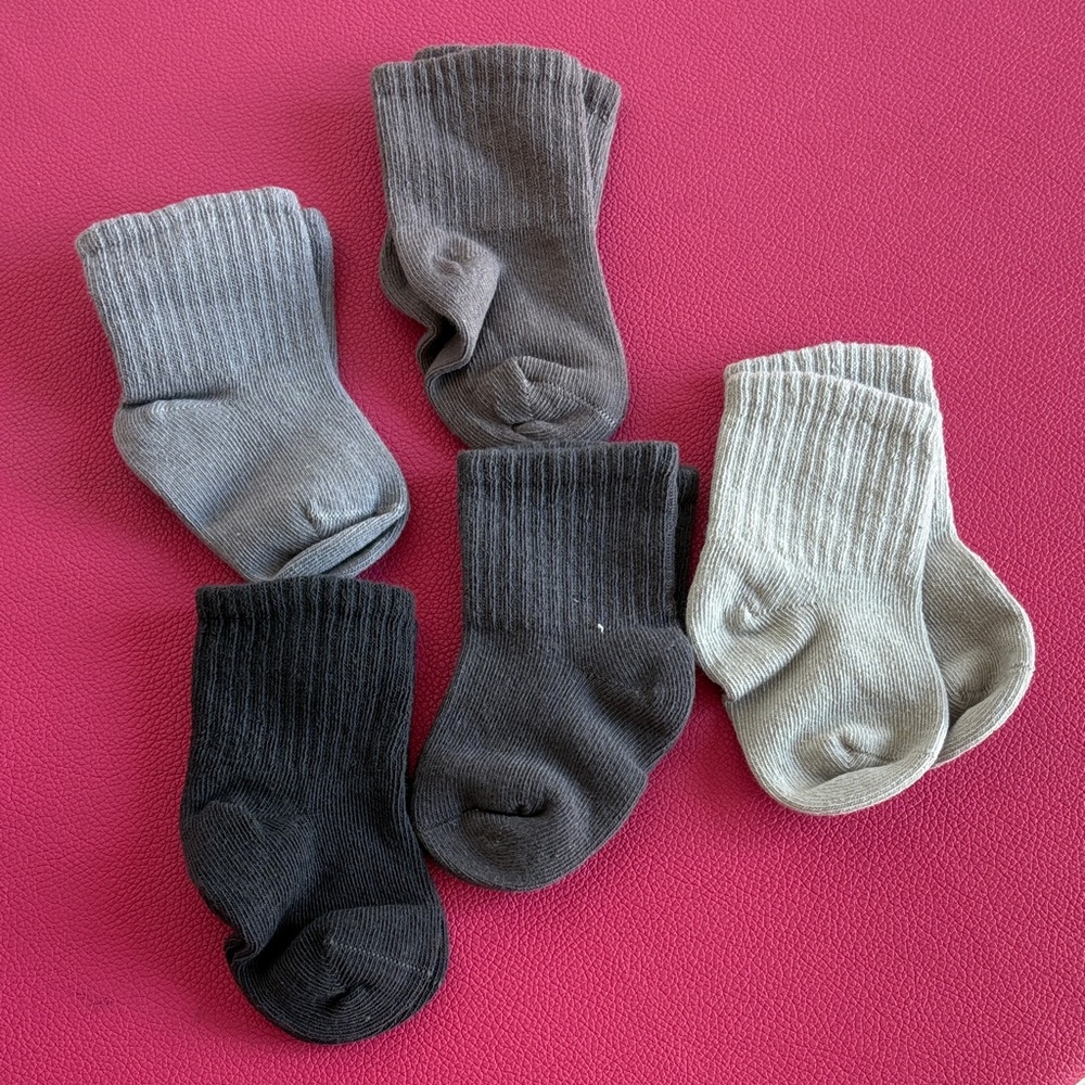 Baby Ribbed Crew Socks 5-Pack -Gray shades